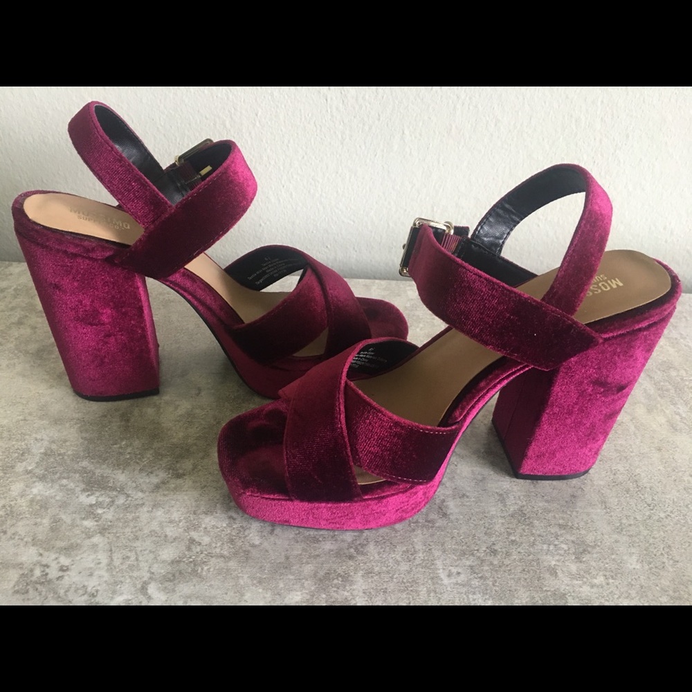 Velvet block heels
